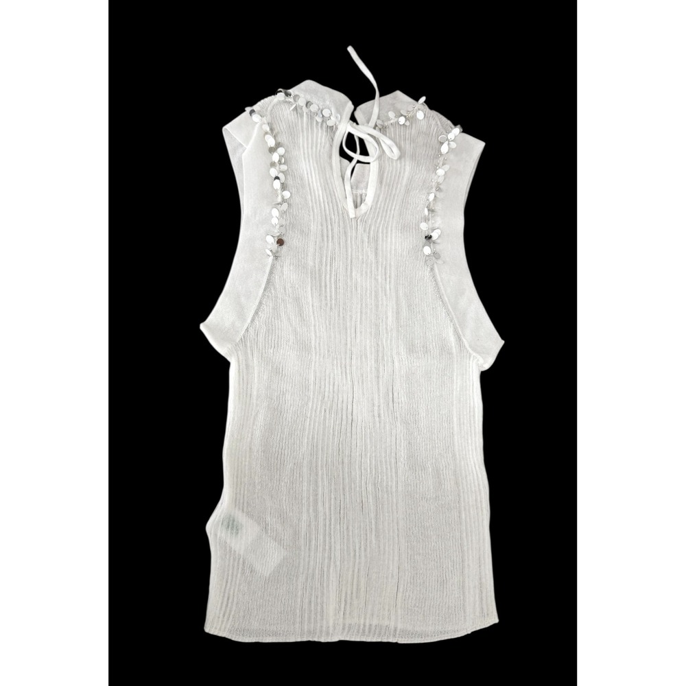 J.Crew Sheer ruffle-trim tank top with sequin embellishments sz - Picture 2 of 5